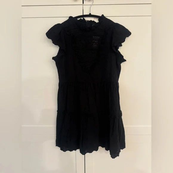 House of Harlow 1960 Black Lace Yoke Tiered Mini Dress - Picture 4 of 4